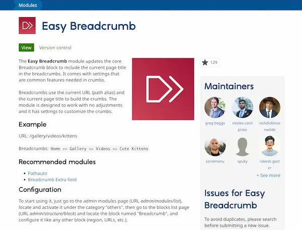 EasyBreadcrumb Drupal module - Automatic breadcrumb navigation